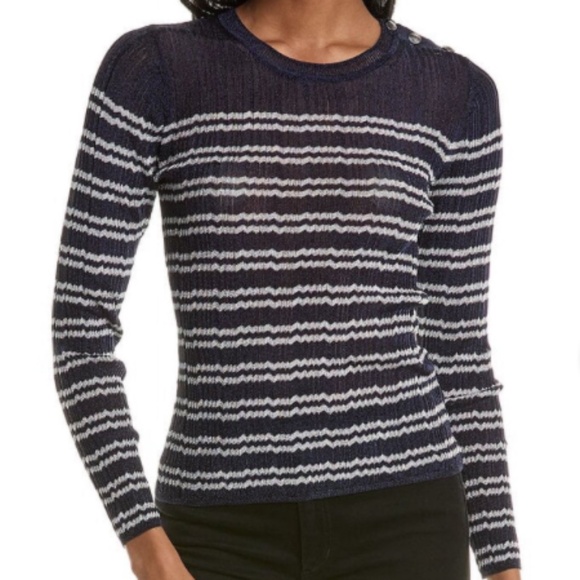 ba&sh Navy Striped Sweater - Picture 1 of 8